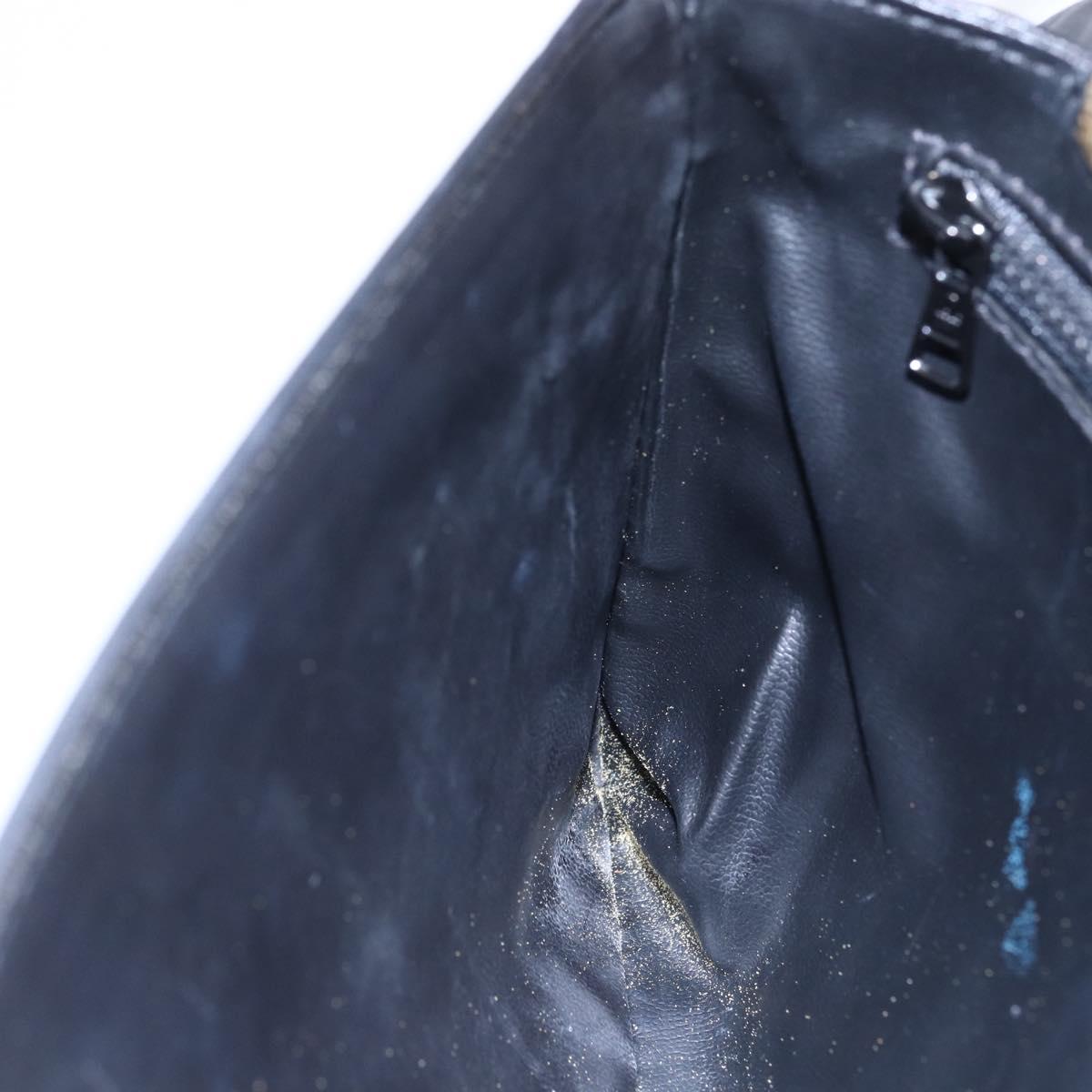 CELINE Shoulder Bag Leather Black Gold Auth ep11037