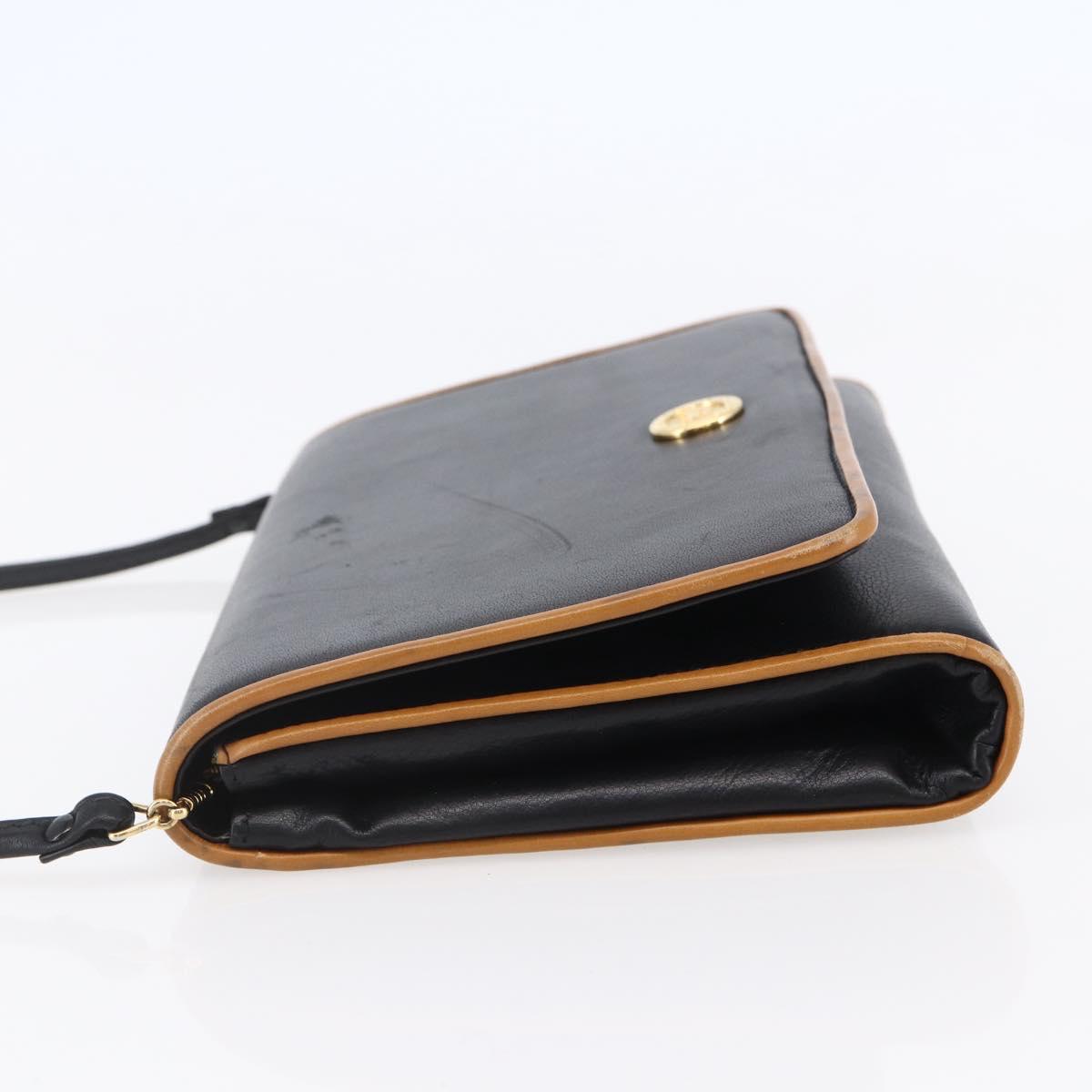 CELINE Shoulder Bag Leather Black Gold Auth ep11037