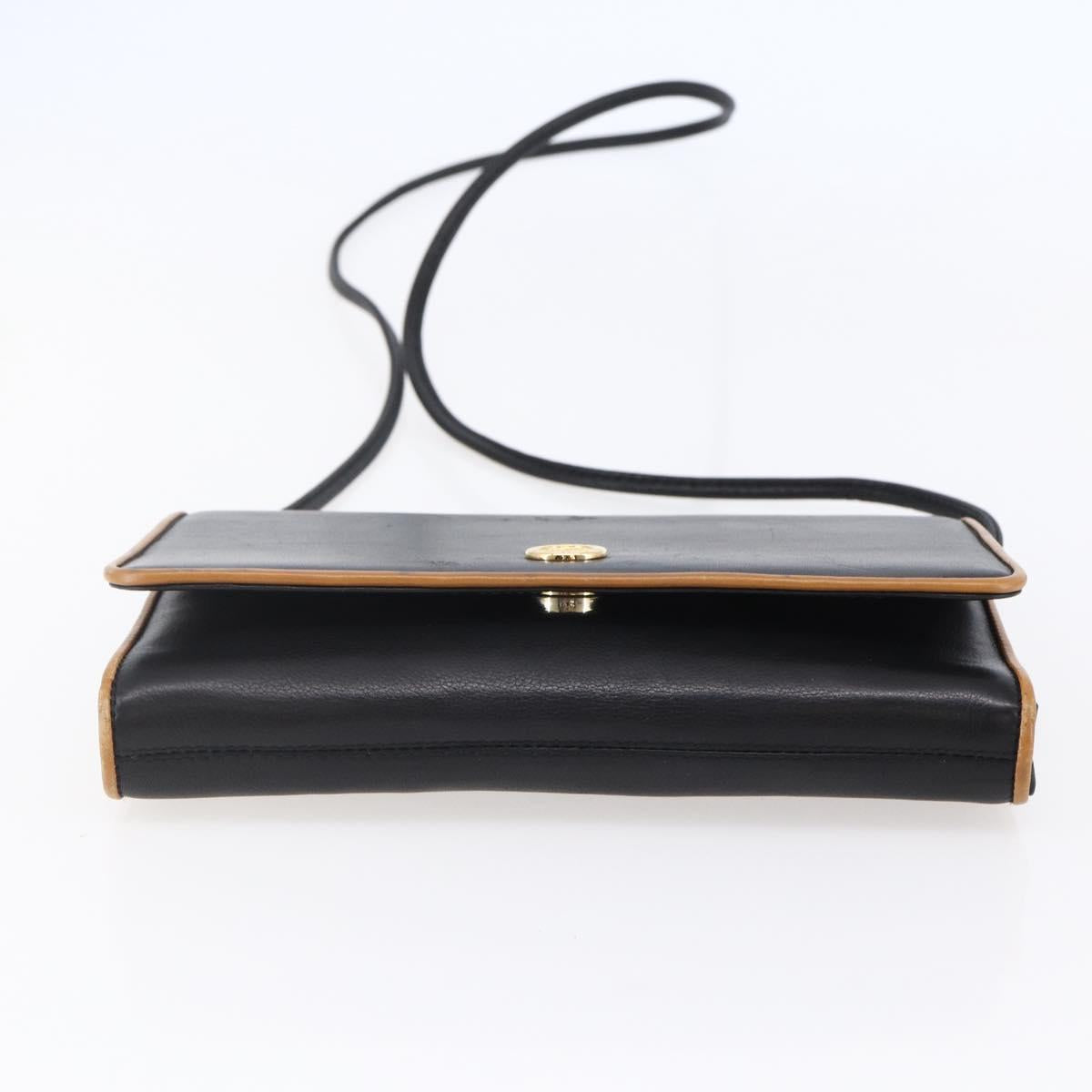 CELINE Shoulder Bag Leather Black Gold Auth ep11037