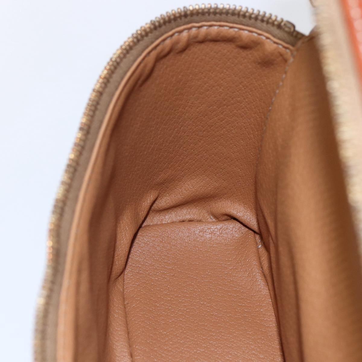 CELINE Macadam Canvas Vanity Pouch PVC Leather Brown Gold Auth ep11040