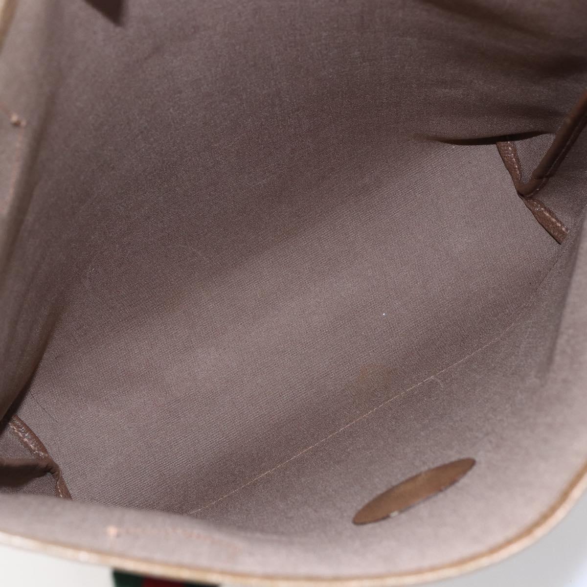 GUCCI GG Plus Supreme Web Sherry Line Tote Bag PVC Beige Gold Auth ep11042