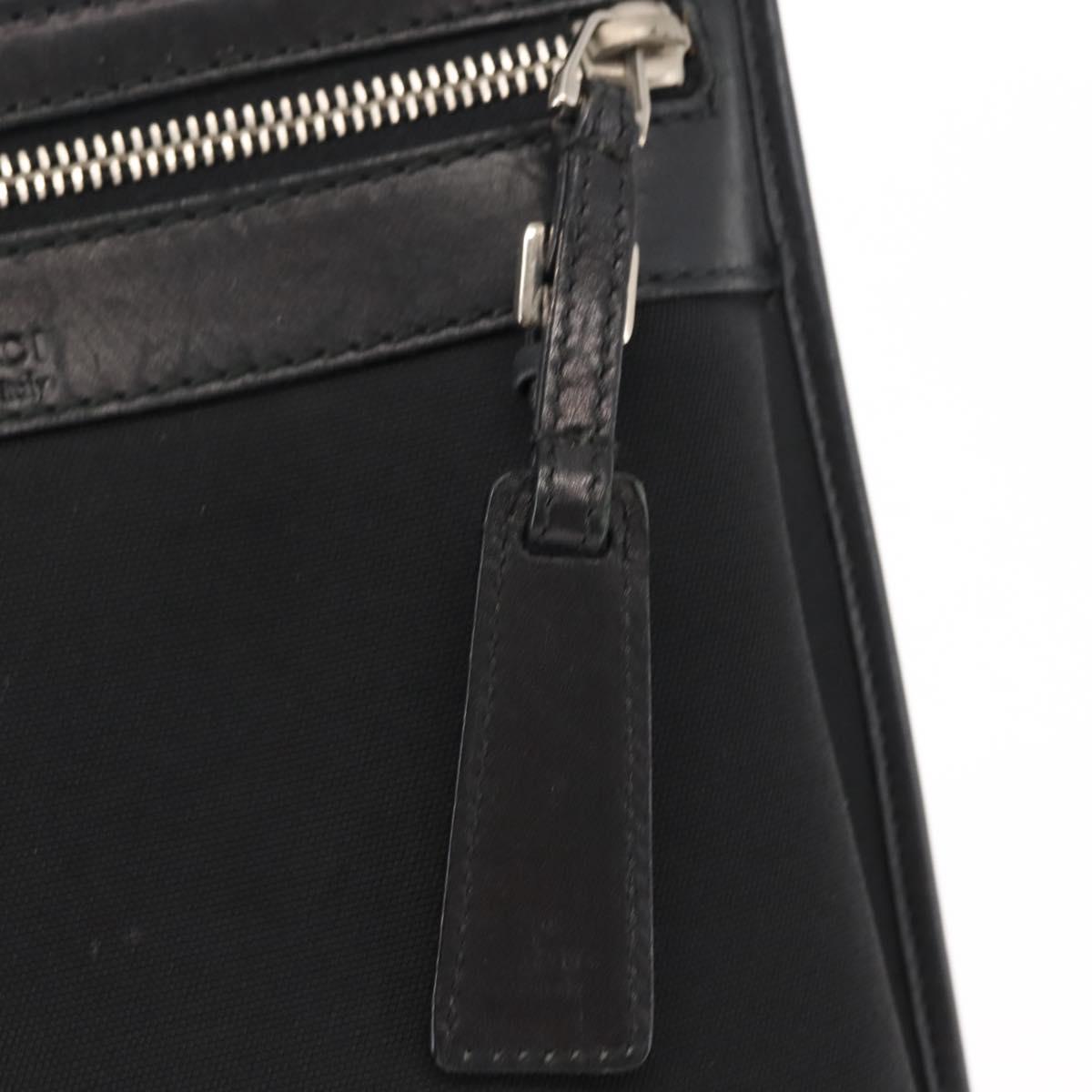 GUCCI Shoulder Bag Canvas Leather Black Auth ep11047