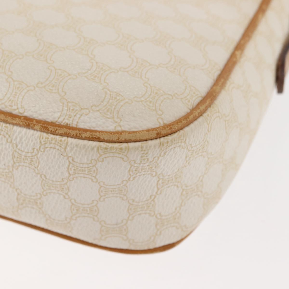 CELINE Macadam Canvas Shoulder Bag PVC Leather White Gold Auth ep11048