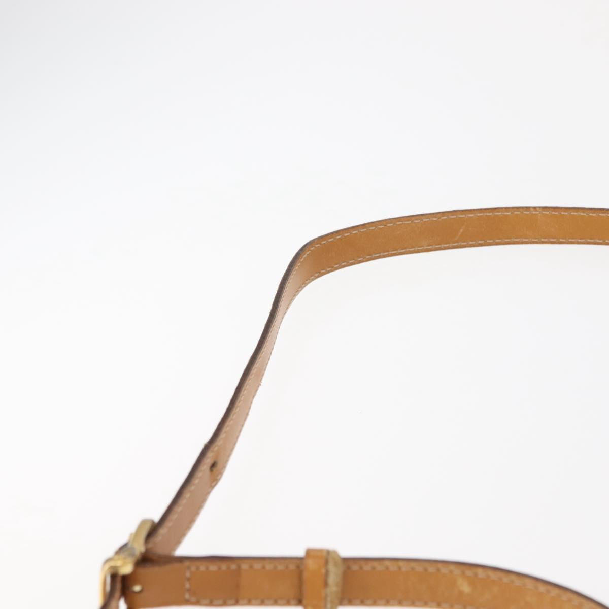 CELINE Macadam Canvas Shoulder Bag PVC Leather White Gold Auth ep11048