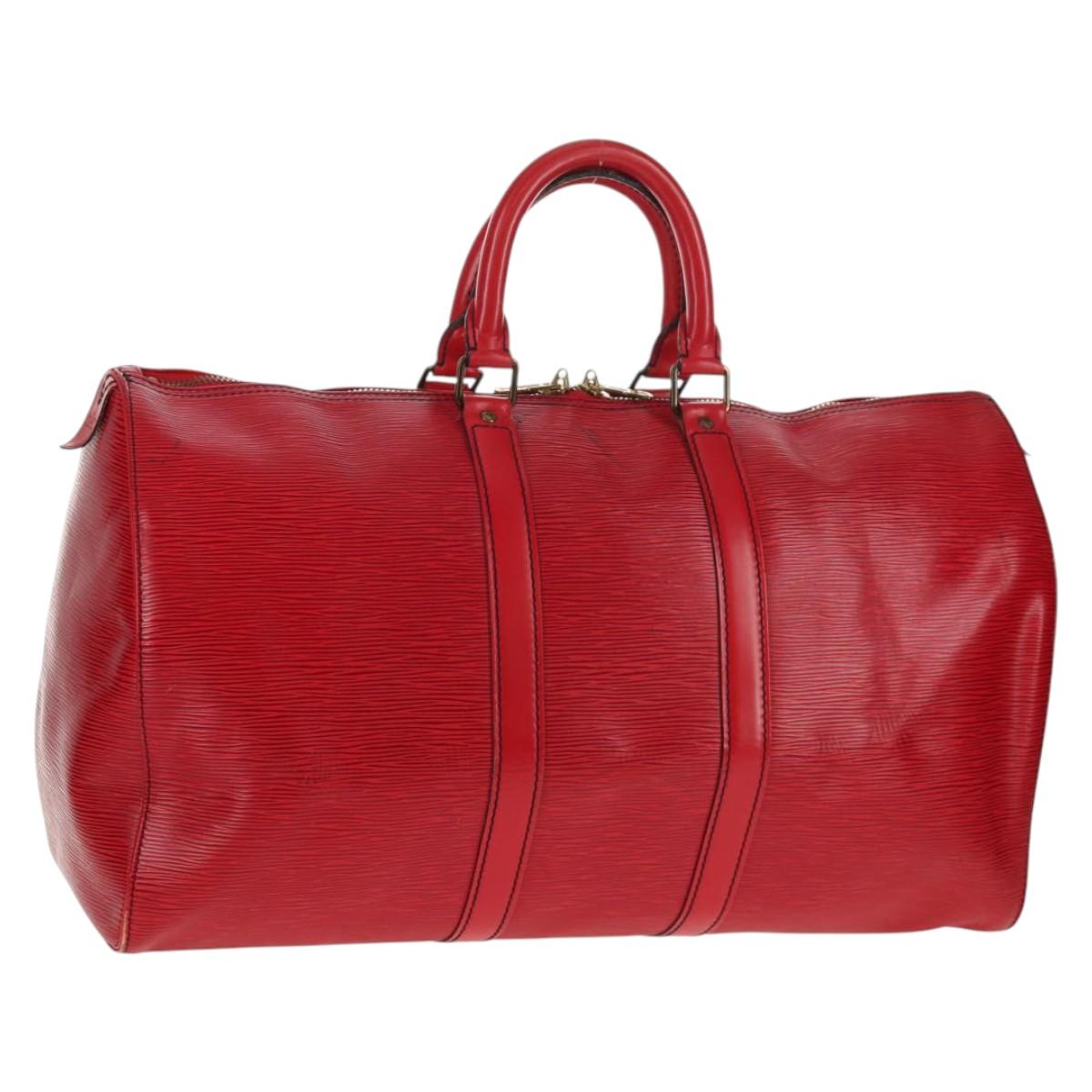 LOUIS VUITTON Epi Keepall 45 Boston Bag Red M42977 LV Auth ep11050