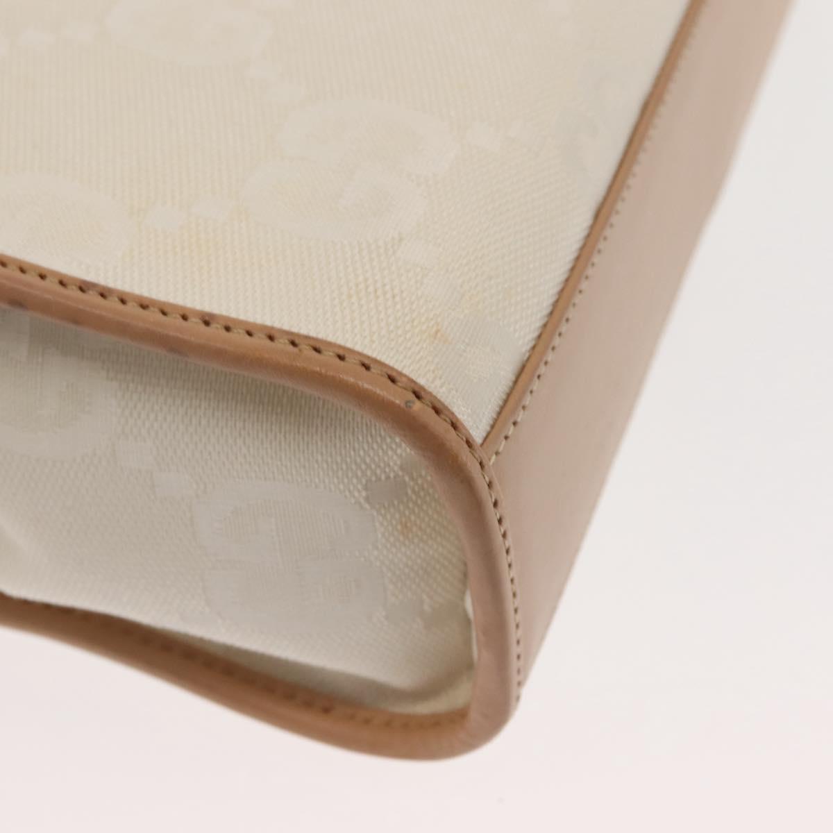 GUCCI GG Canvas Jackie Hand Bag Canvas Leather White Beige Auth ep11053
