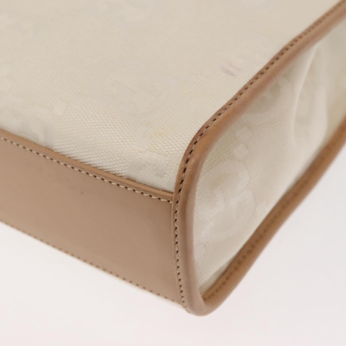 GUCCI GG Canvas Jackie Hand Bag Canvas Leather White Beige Auth ep11053