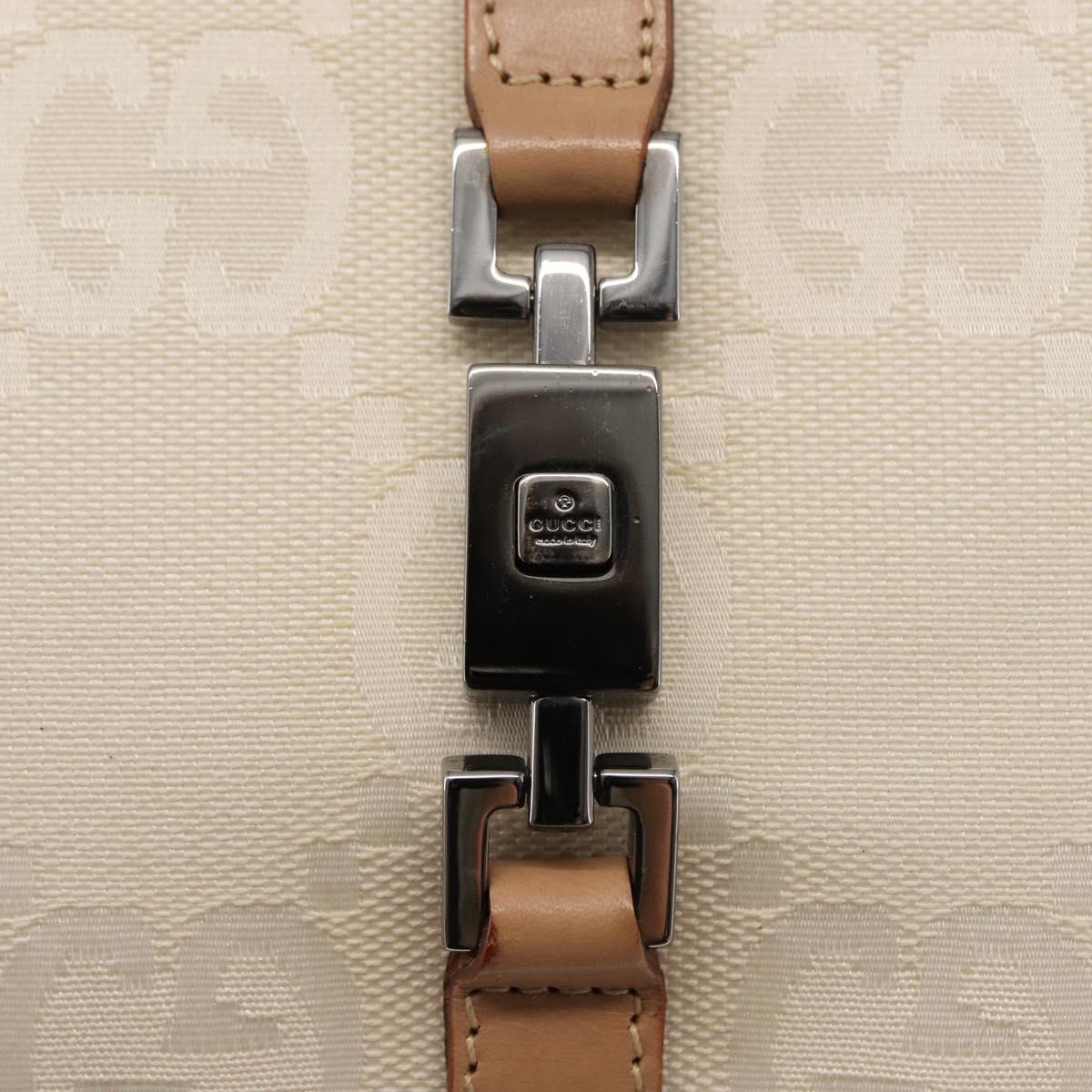 GUCCI GG Canvas Jackie Hand Bag Canvas Leather White Beige Auth ep11053