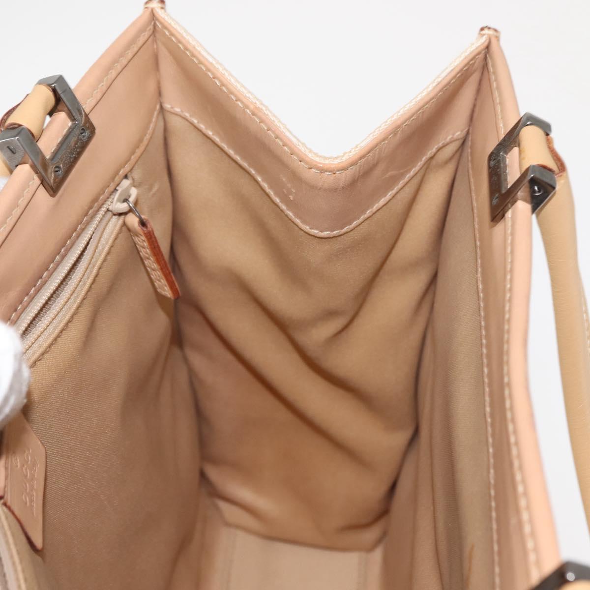 GUCCI GG Canvas Jackie Hand Bag Canvas Leather White Beige Auth ep11053