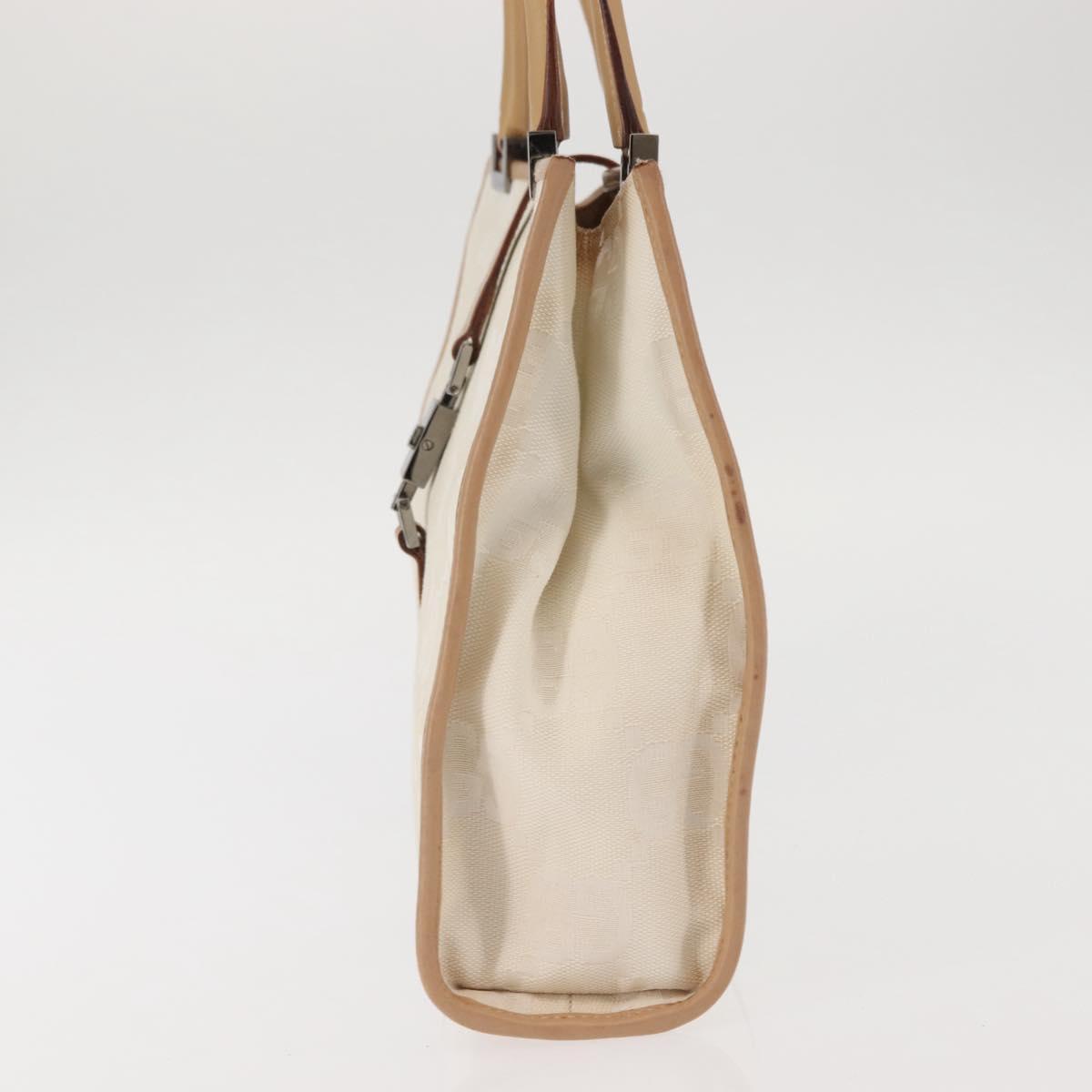 GUCCI GG Canvas Jackie Hand Bag Canvas Leather White Beige Auth ep11053