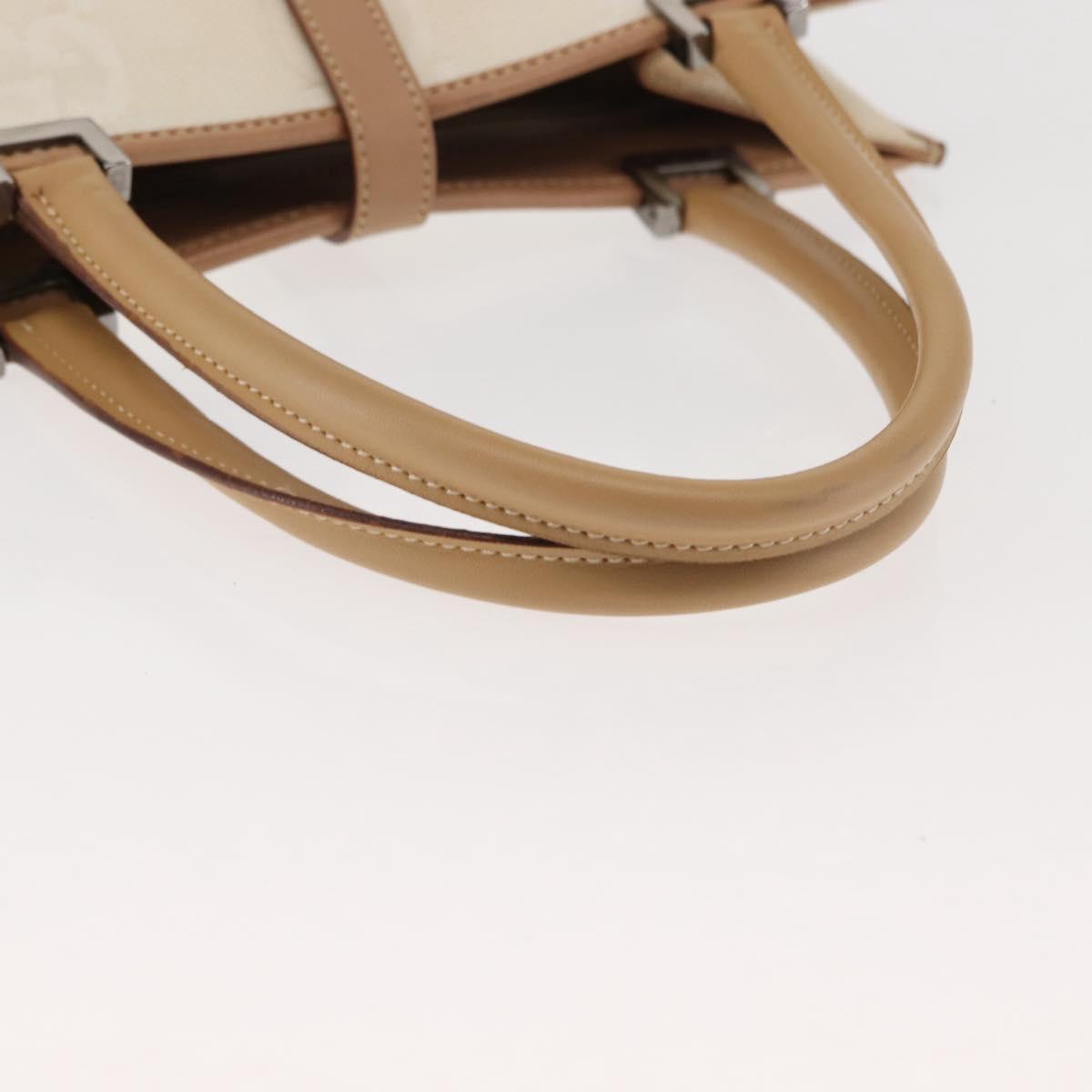 GUCCI GG Canvas Jackie Hand Bag Canvas Leather White Beige Auth ep11053