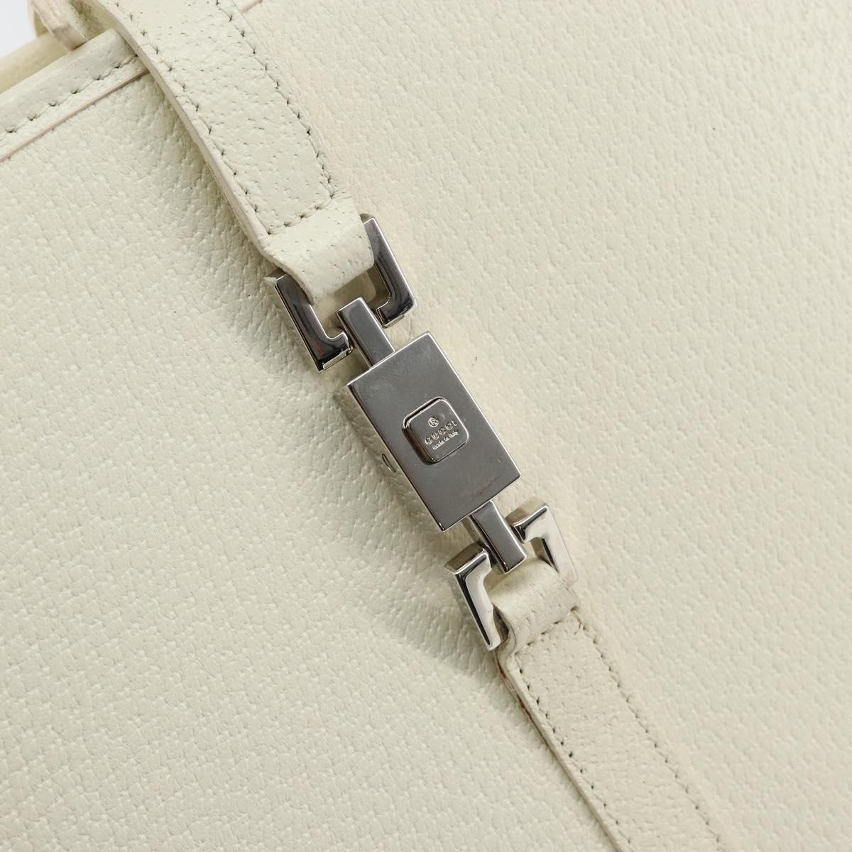 GUCCI Jackie Hand Bag Leather White Auth ep11054