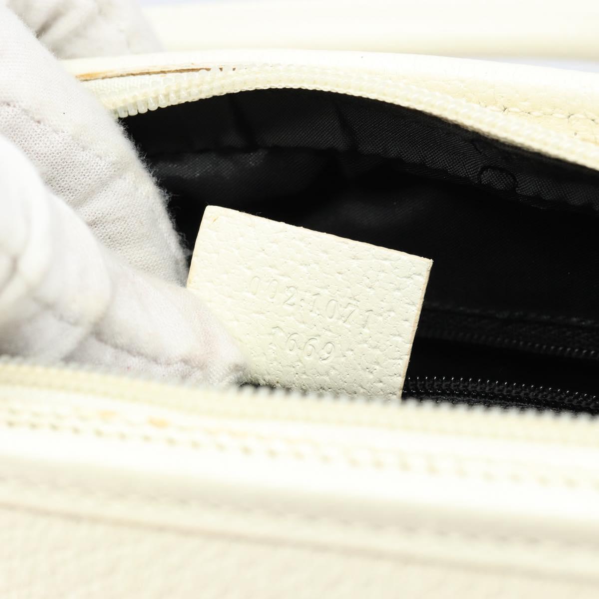 GUCCI Jackie Hand Bag Leather White Auth ep11054