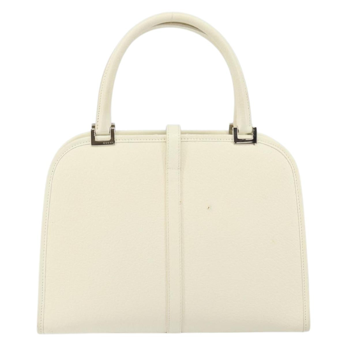 GUCCI Jackie Hand Bag Leather White Auth ep11054
