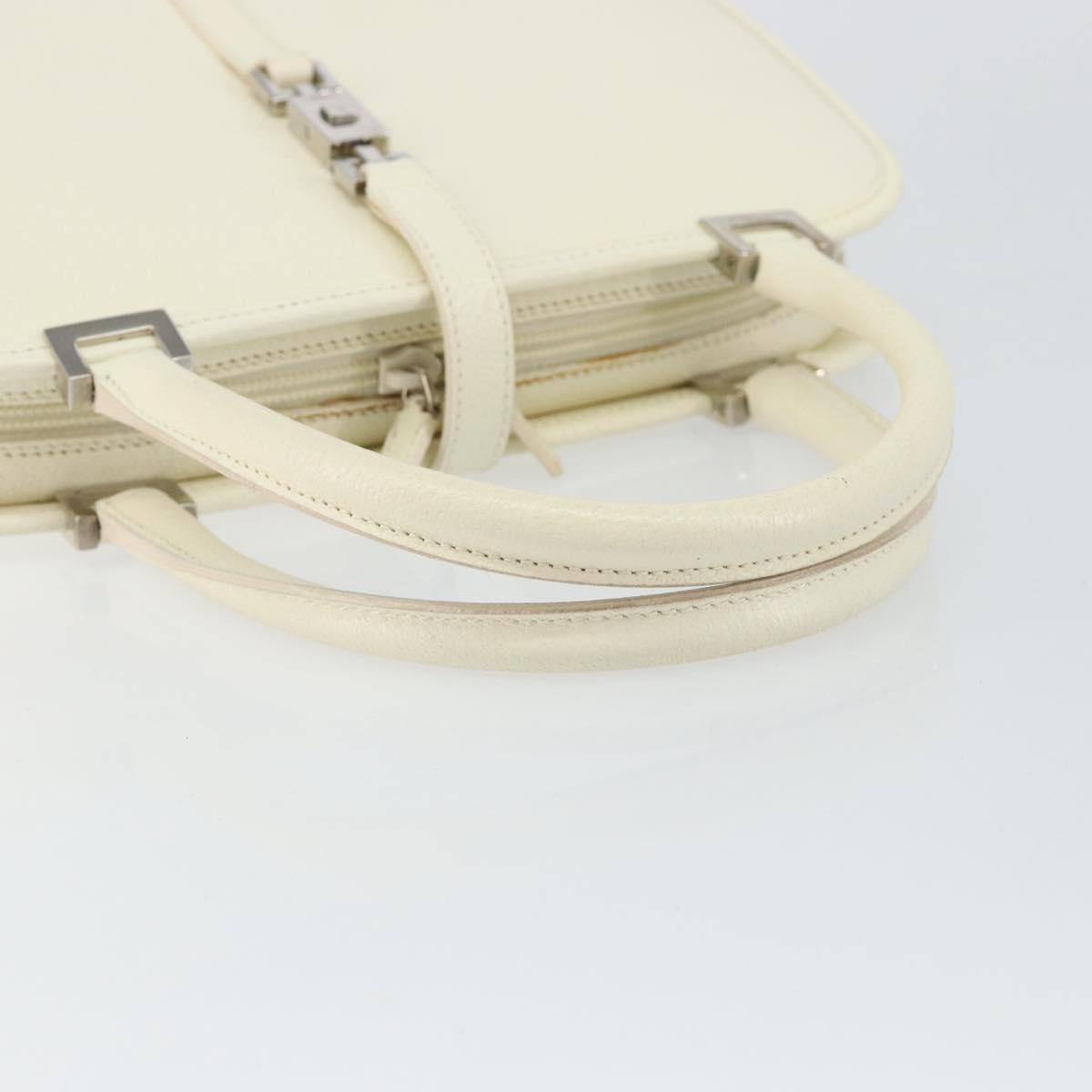 GUCCI Jackie Hand Bag Leather White Auth ep11054