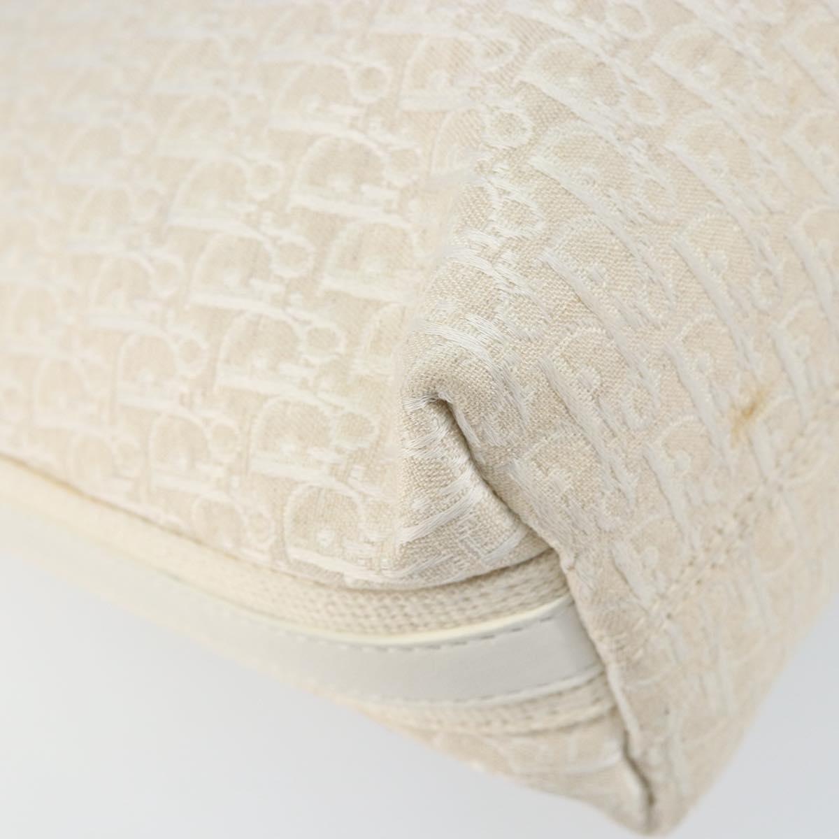Christian Dior Trotter Canvas Shoulder Bag White Gold Auth ep11056