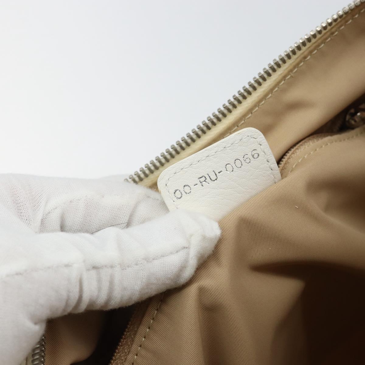 Christian Dior Trotter Canvas Shoulder Bag White Gold Auth ep11056