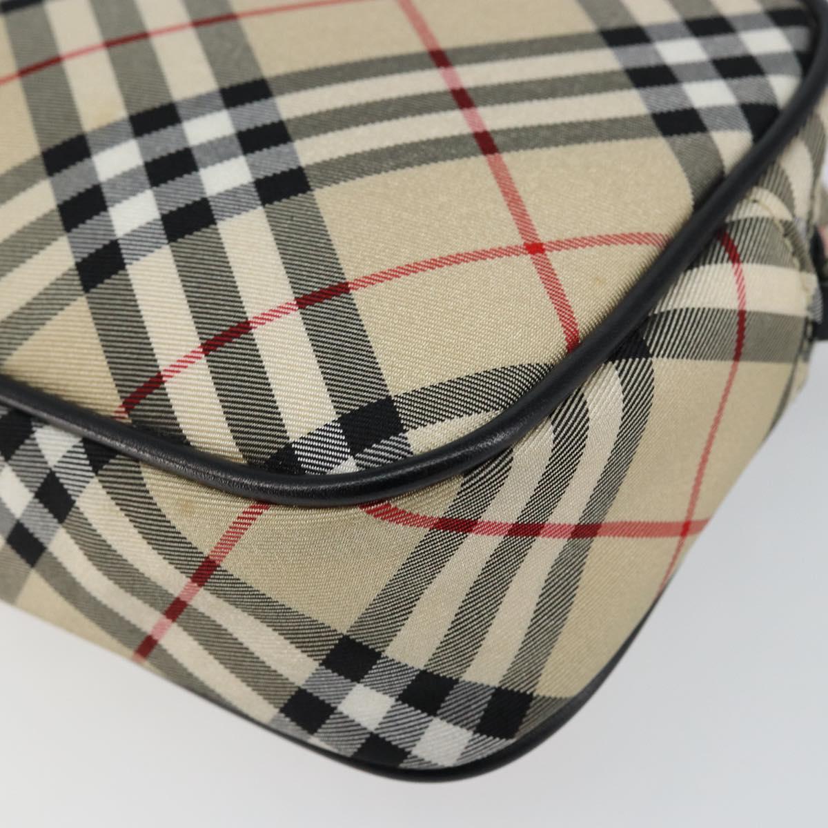 BURBERRY Nova Check Blue Label Hand Bag Nylon Beige Black Auth ep11057