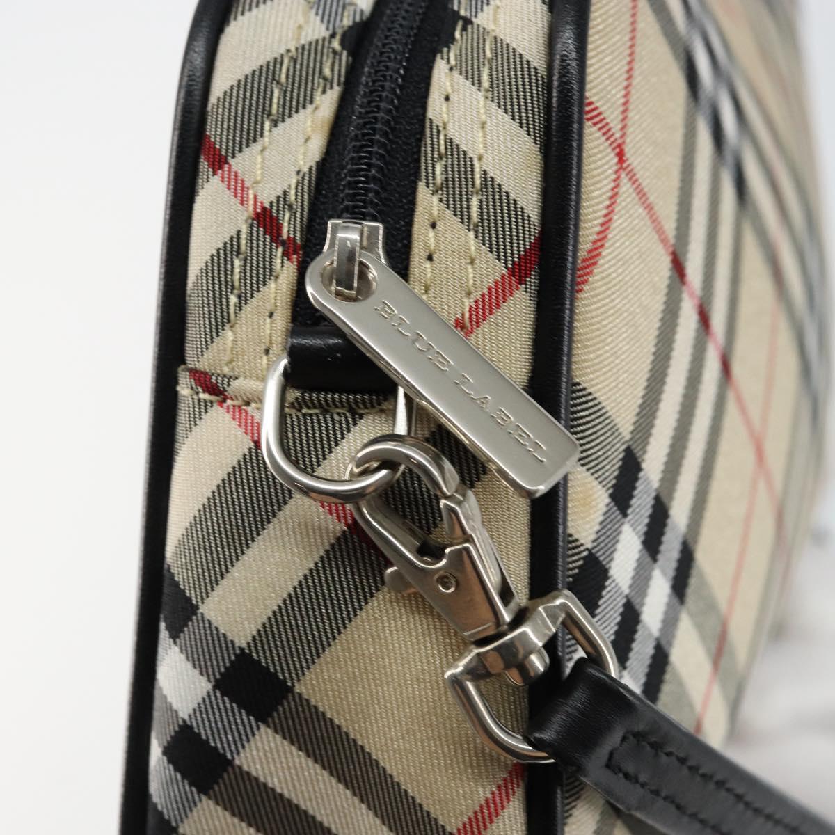 BURBERRY Nova Check Blue Label Hand Bag Nylon Beige Black Auth ep11057