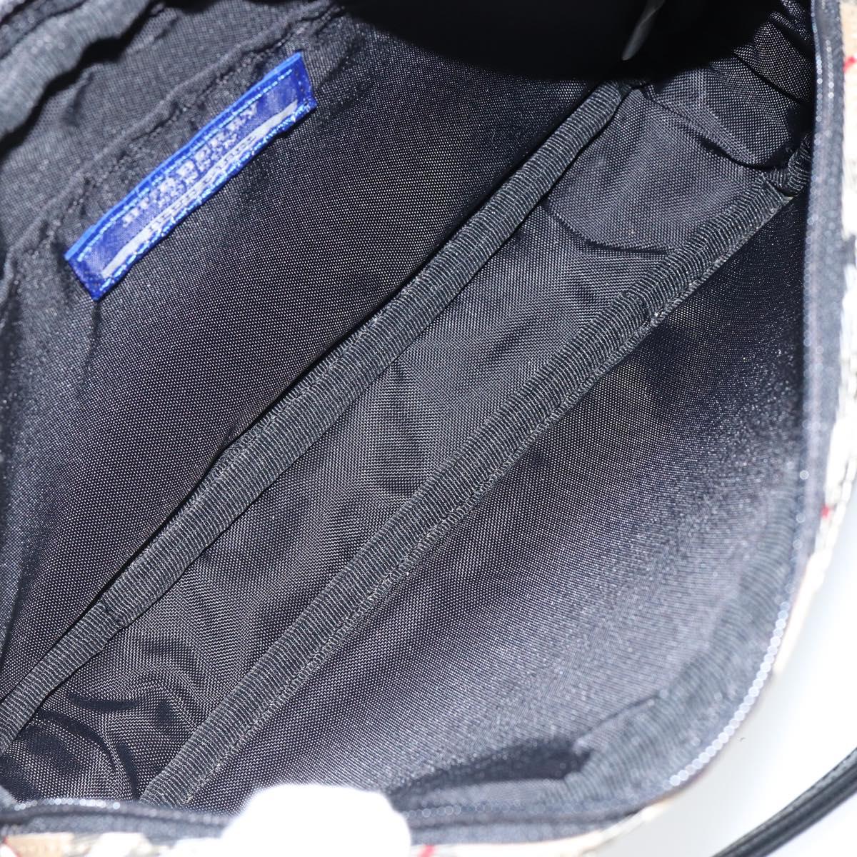 BURBERRY Nova Check Blue Label Hand Bag Nylon Beige Black Auth ep11057