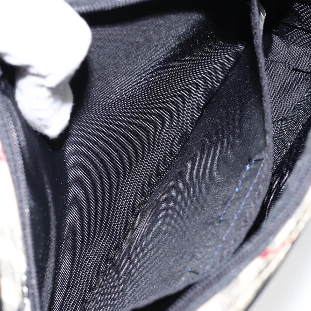 BURBERRY Nova Check Blue Label Hand Bag Nylon Beige Black Auth ep11057