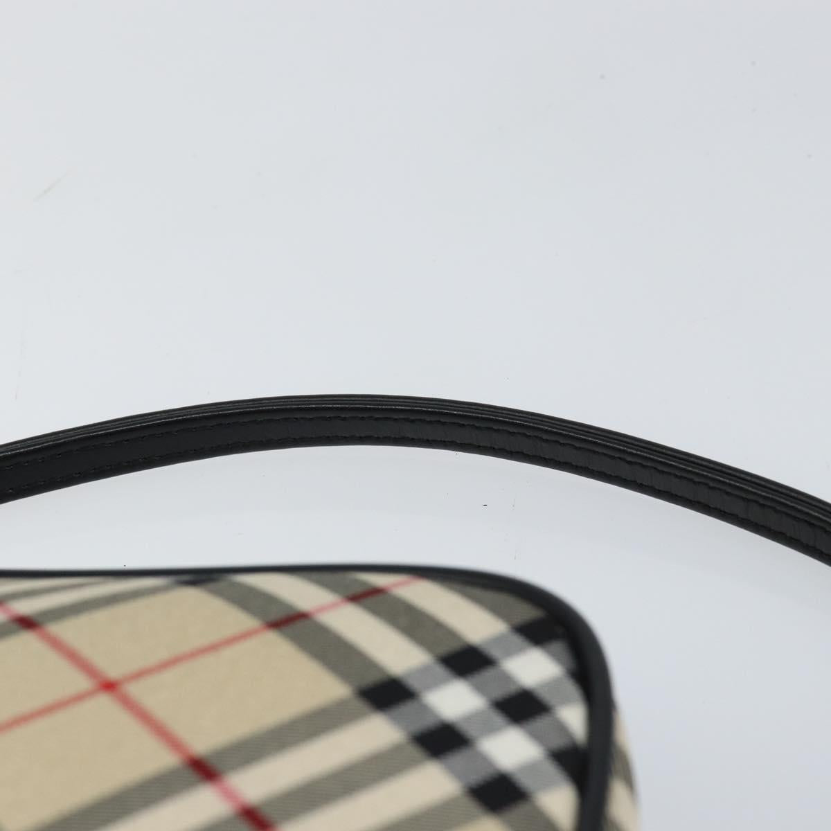 BURBERRY Nova Check Blue Label Hand Bag Nylon Beige Black Auth ep11057