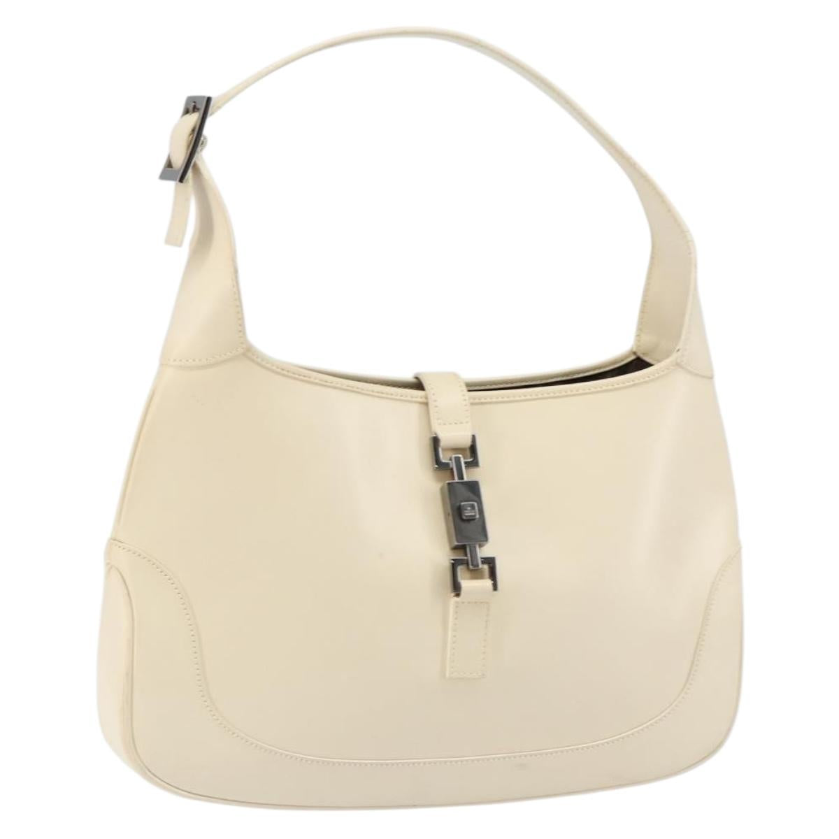 GUCCI Jackie Shoulder Bag Leather White Auth ep11062