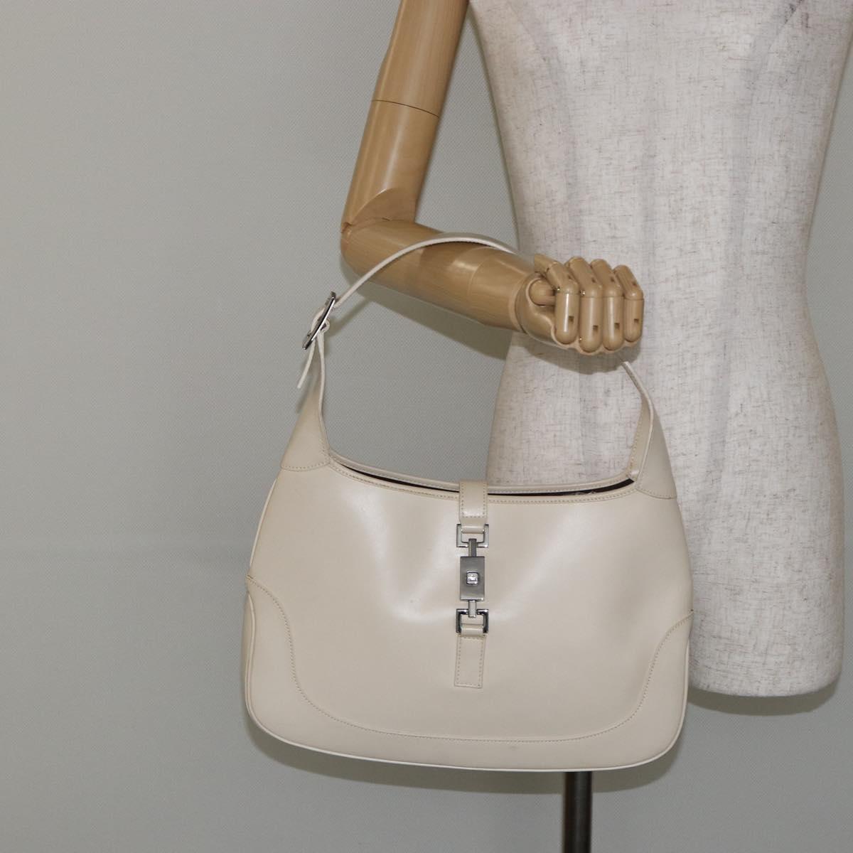 GUCCI Jackie Shoulder Bag Leather White Auth ep11062