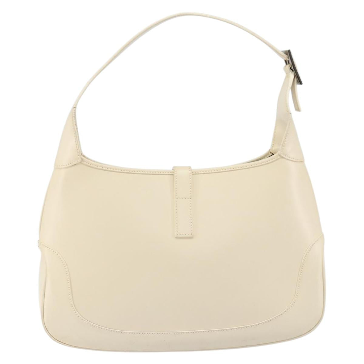 GUCCI Jackie Shoulder Bag Leather White Auth ep11062