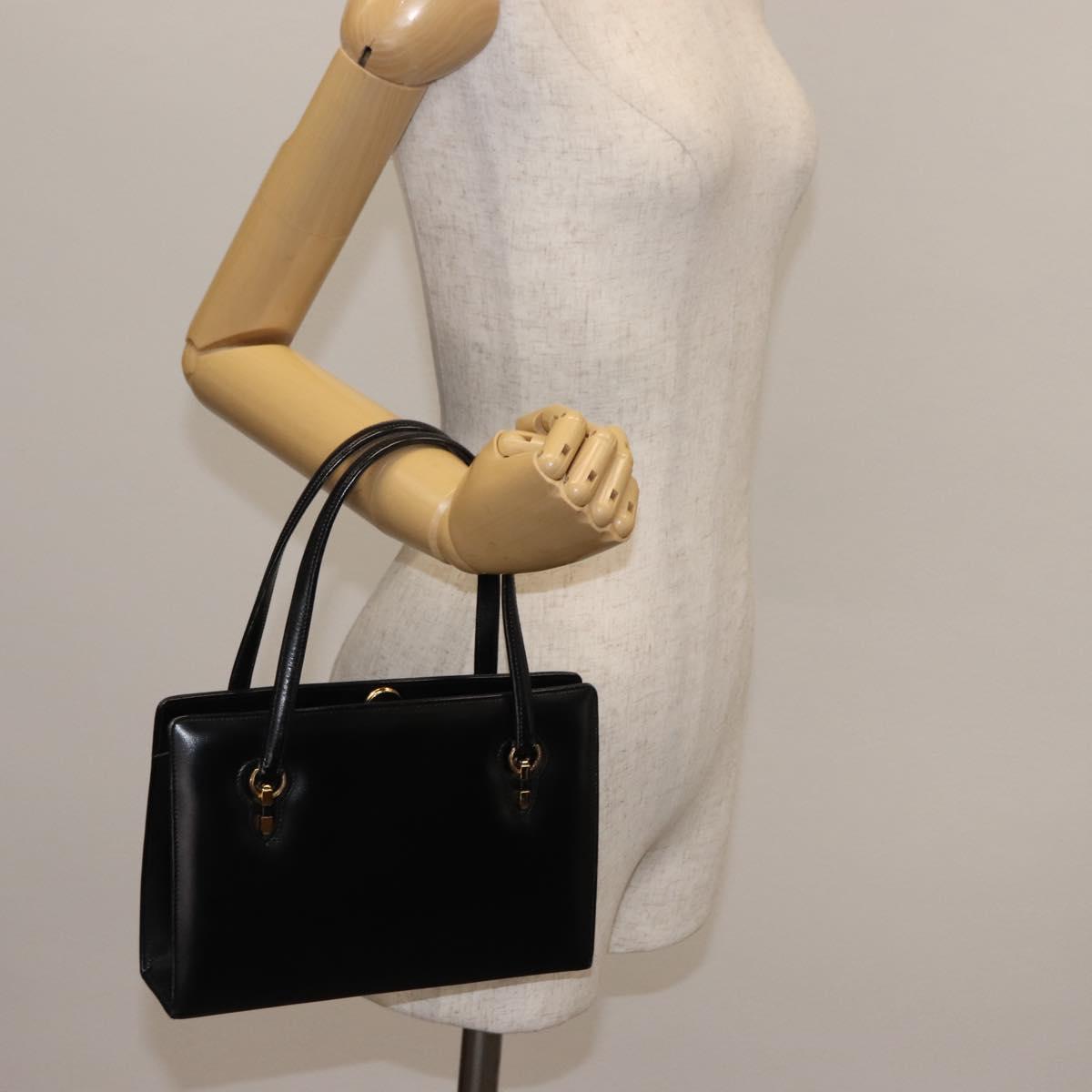 GUCCI Hand Bag Leather Black Auth ep11069