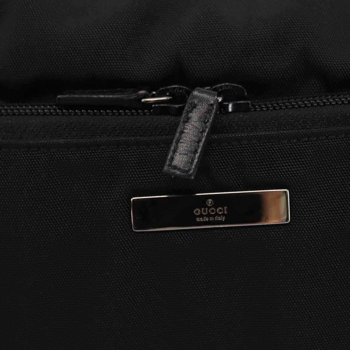 GUCCI Shoulder Bag Nylon Leather Black Auth ep11070