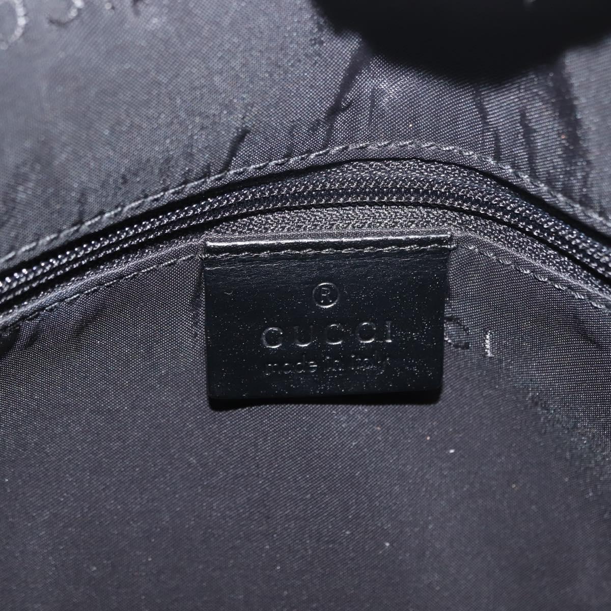 GUCCI Shoulder Bag Nylon Leather Black Auth ep11070