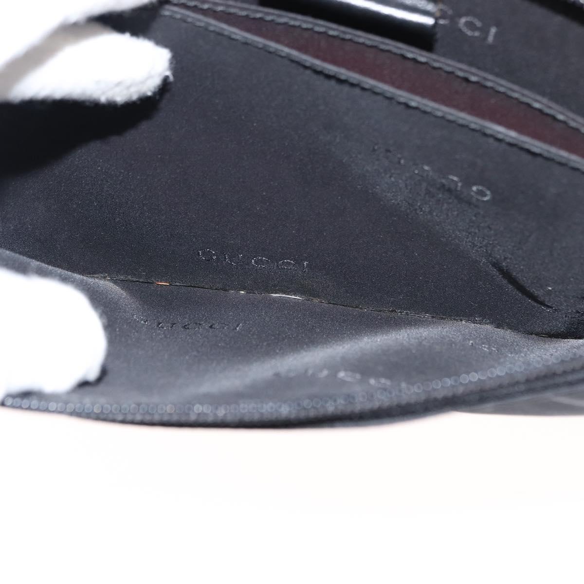 GUCCI Shoulder Bag Nylon Leather Black Auth ep11070