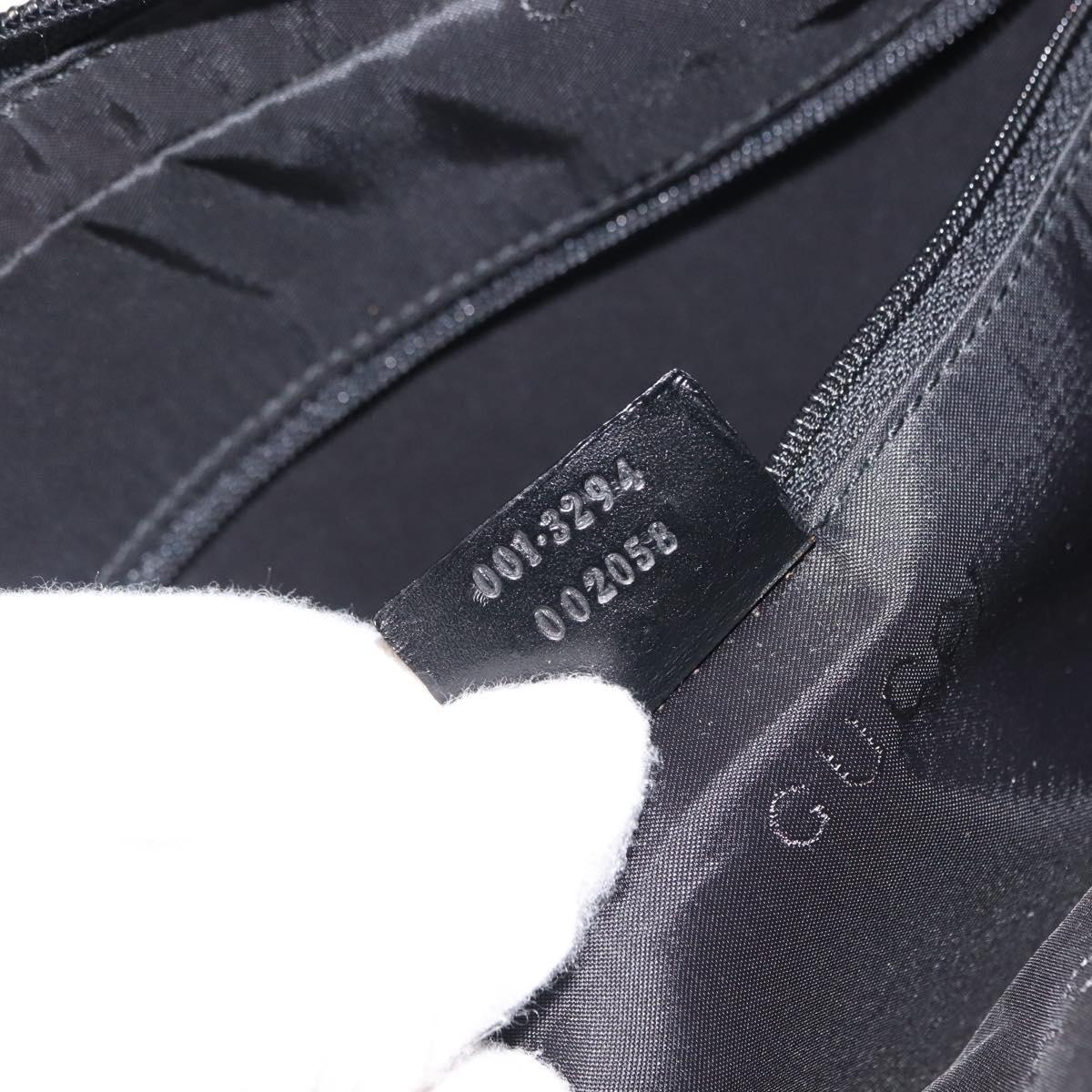GUCCI Shoulder Bag Nylon Leather Black Auth ep11070