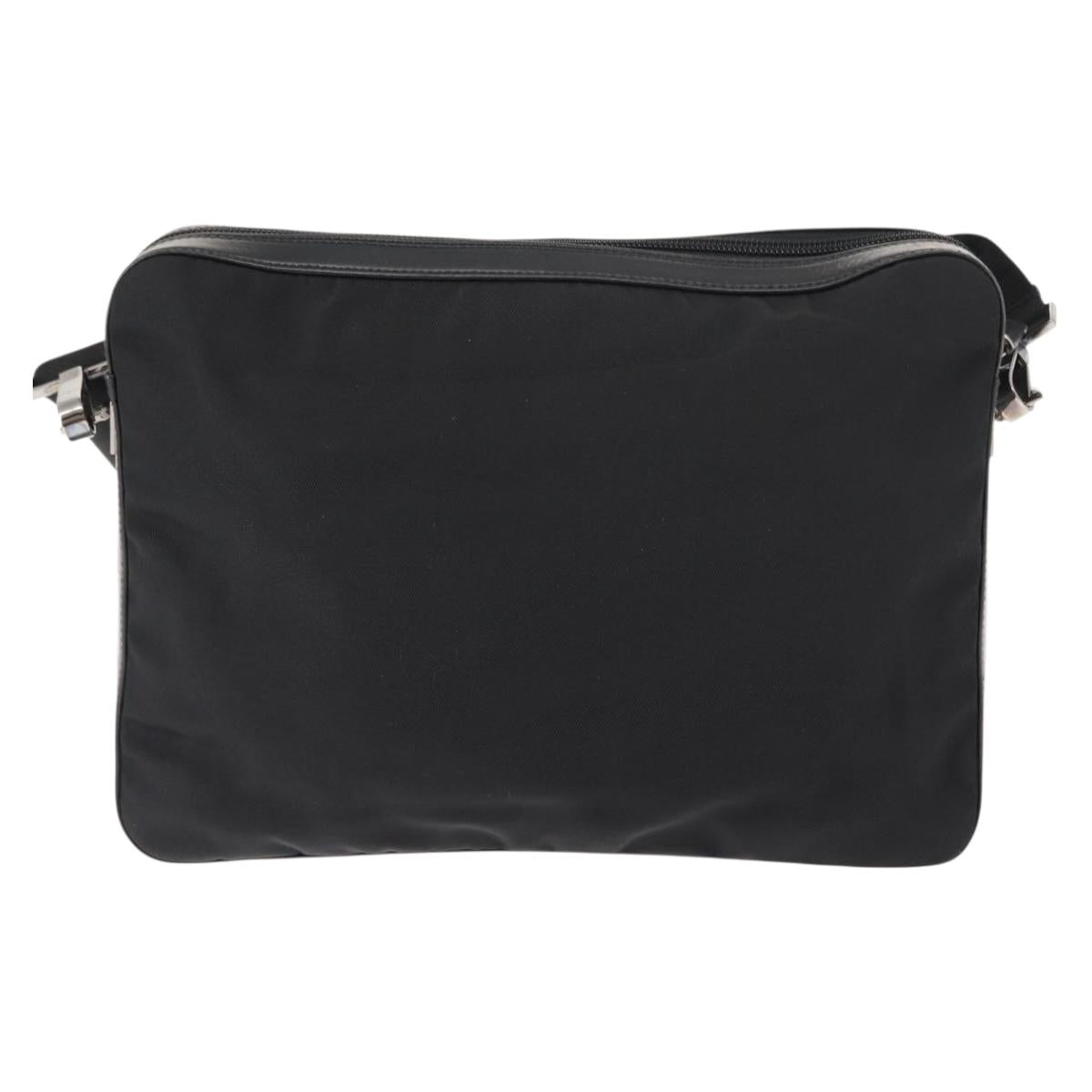 GUCCI Shoulder Bag Nylon Leather Black Auth ep11070