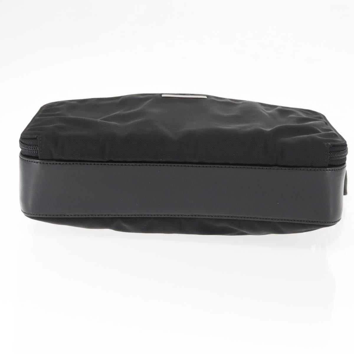 GUCCI Shoulder Bag Nylon Leather Black Auth ep11070
