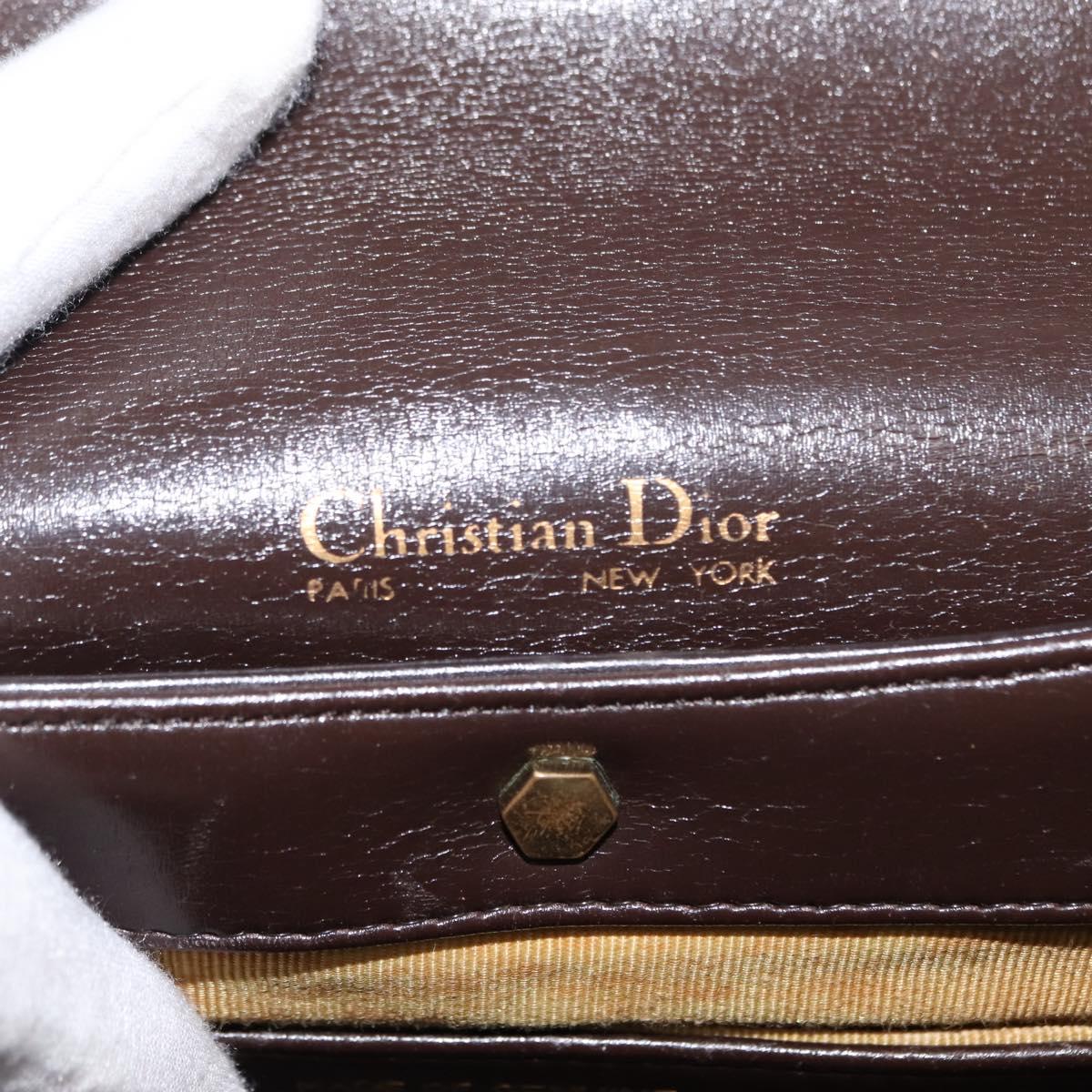 Christian Dior Hand Bag Leather 2way Brown Gold Auth ep11072