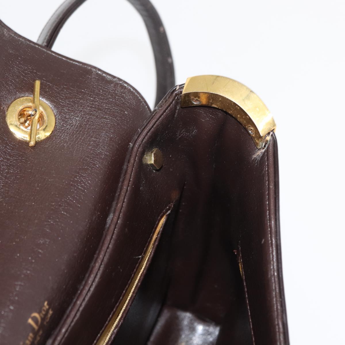 Christian Dior Hand Bag Leather 2way Brown Gold Auth ep11072