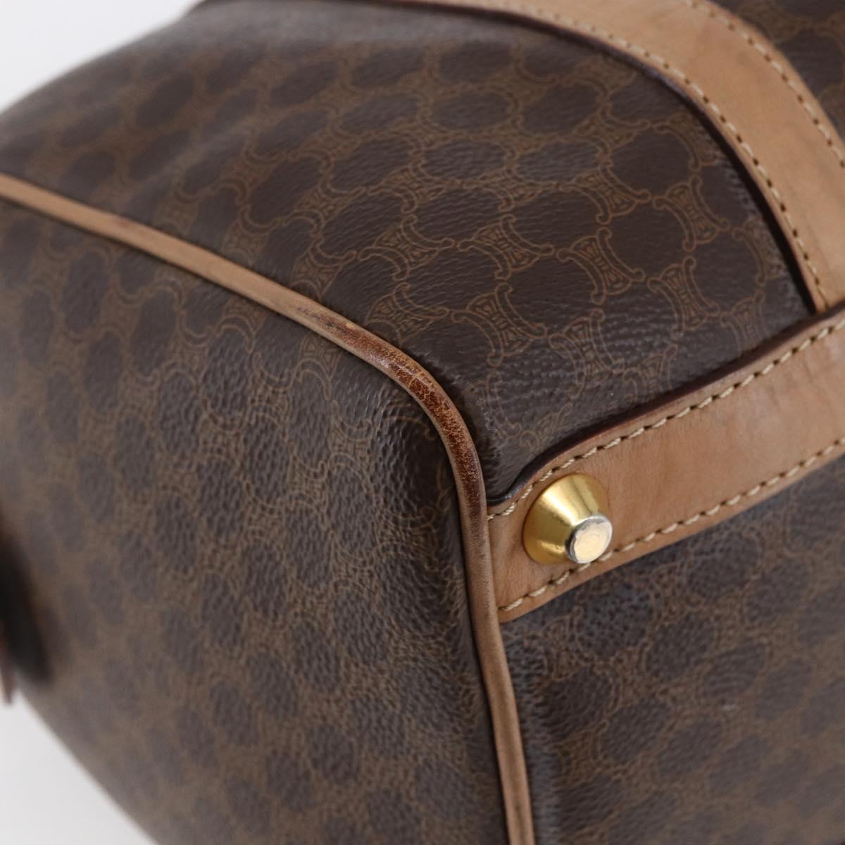 CELINE Macadam Canvas Hand Bag PVC Leather Brown Auth ep11075