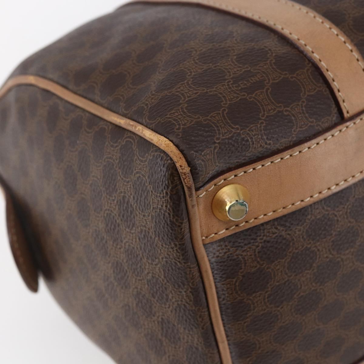 CELINE Macadam Canvas Hand Bag PVC Leather Brown Auth ep11075