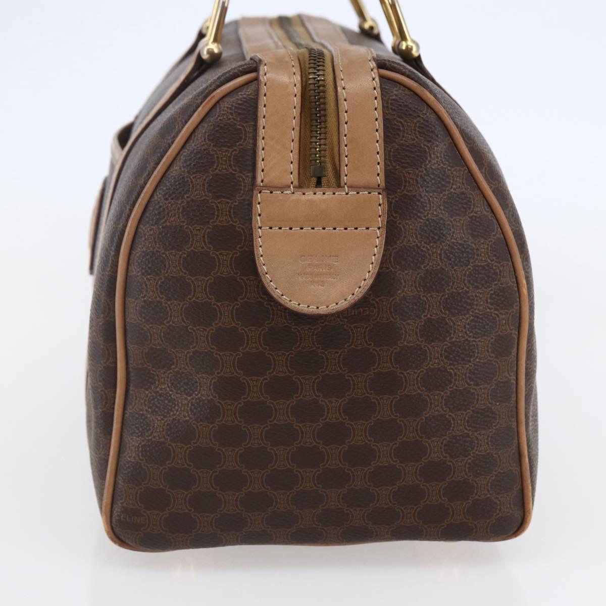 CELINE Macadam Canvas Hand Bag PVC Leather Brown Auth ep11075