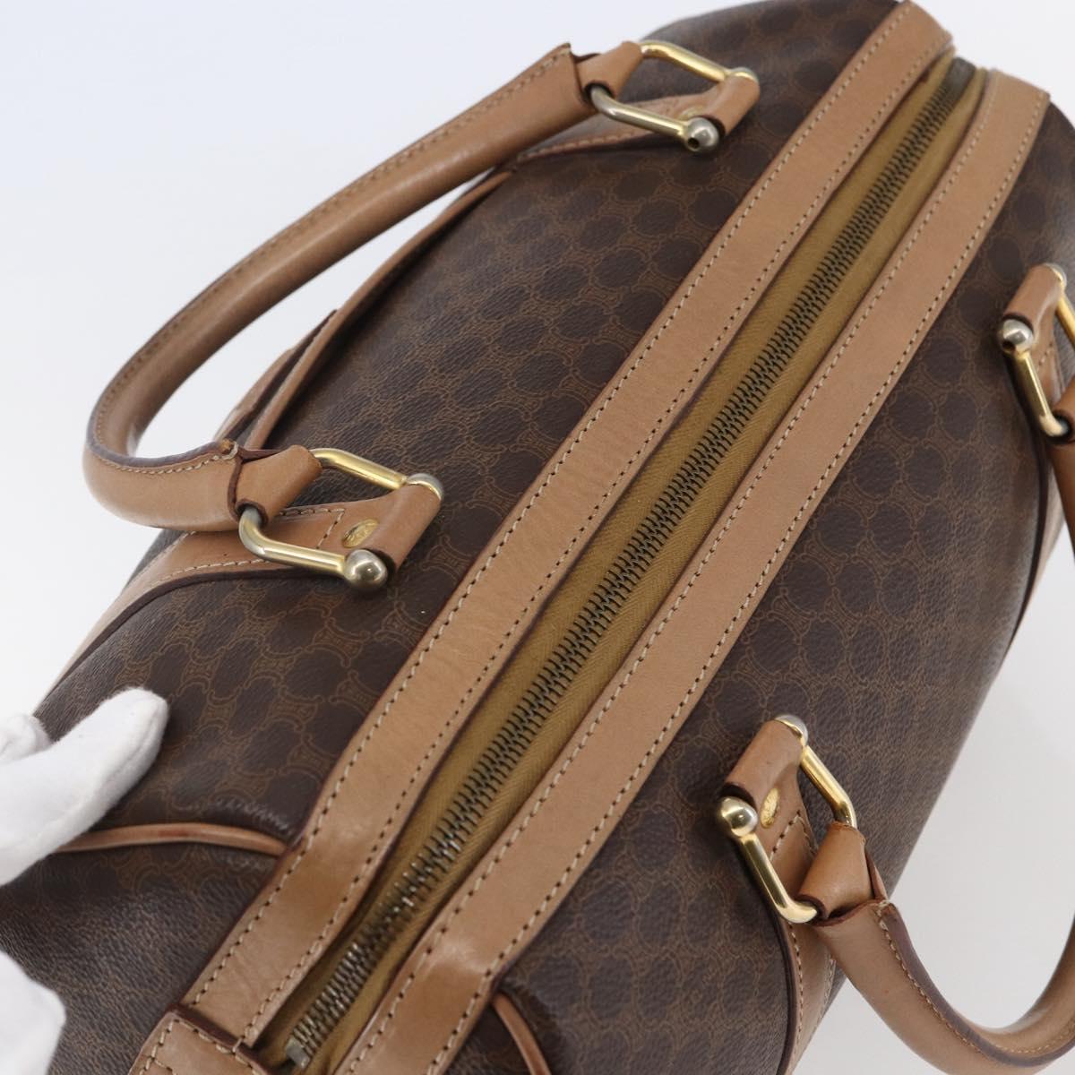 CELINE Macadam Canvas Hand Bag PVC Leather Brown Auth ep11075