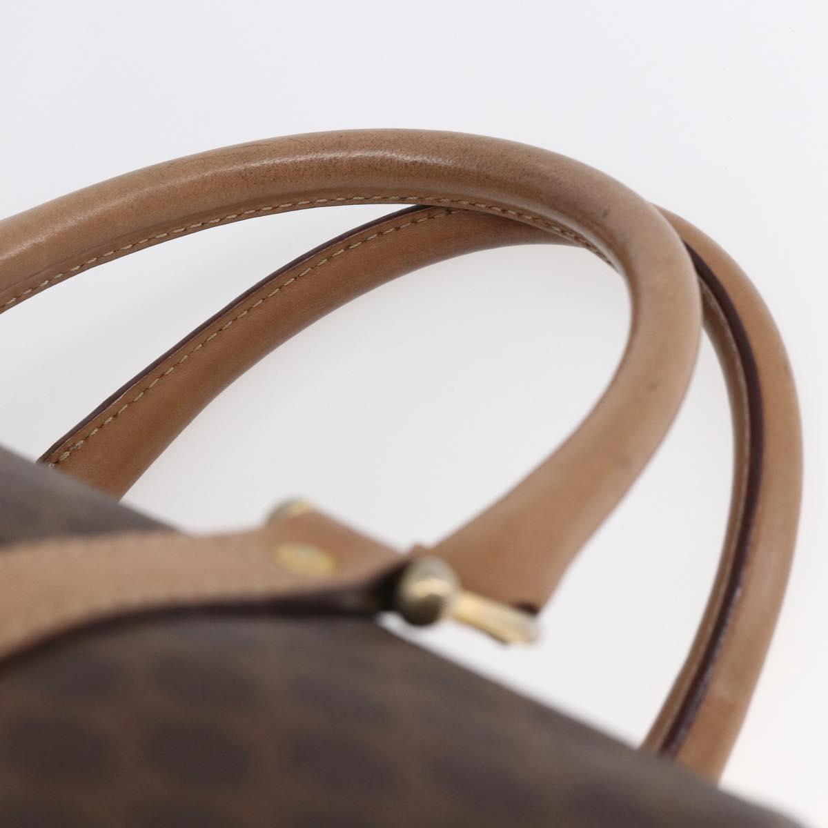CELINE Macadam Canvas Hand Bag PVC Leather Brown Auth ep11075