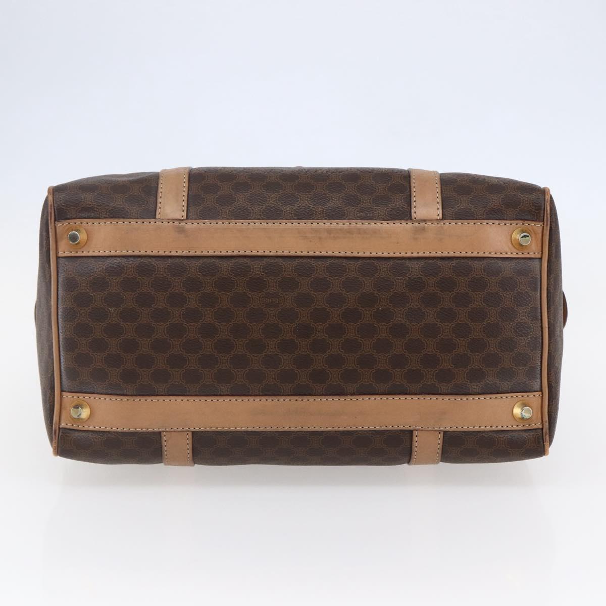 CELINE Macadam Canvas Hand Bag PVC Leather Brown Auth ep11075