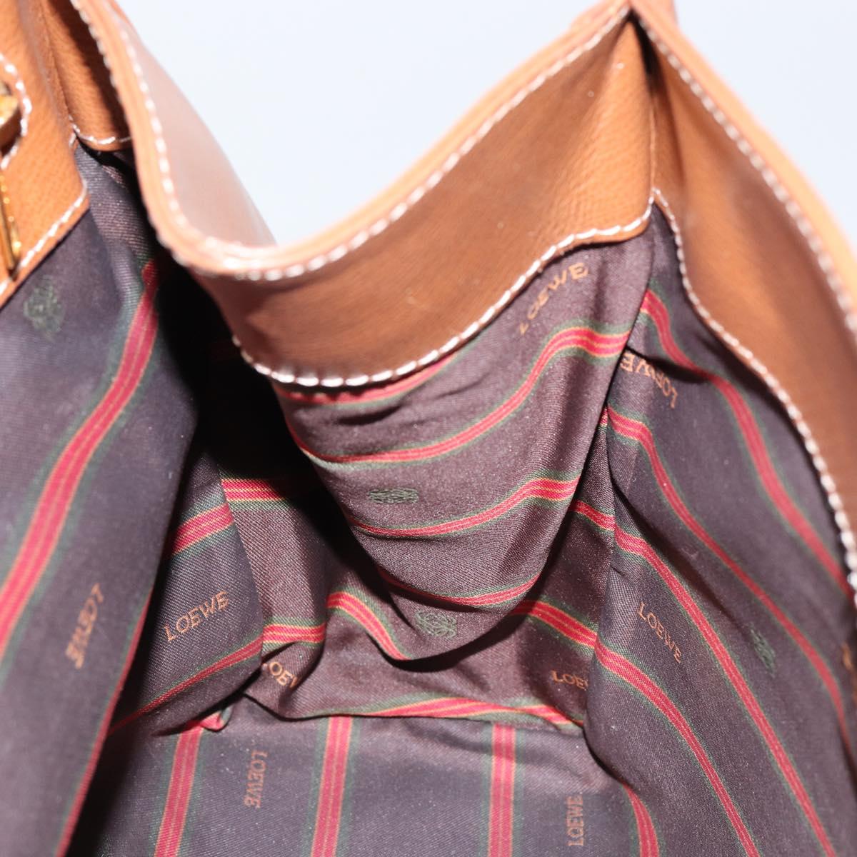 LOEWE Velazquez Hand Bag Suede Leather Brown Gold Auth ep11077