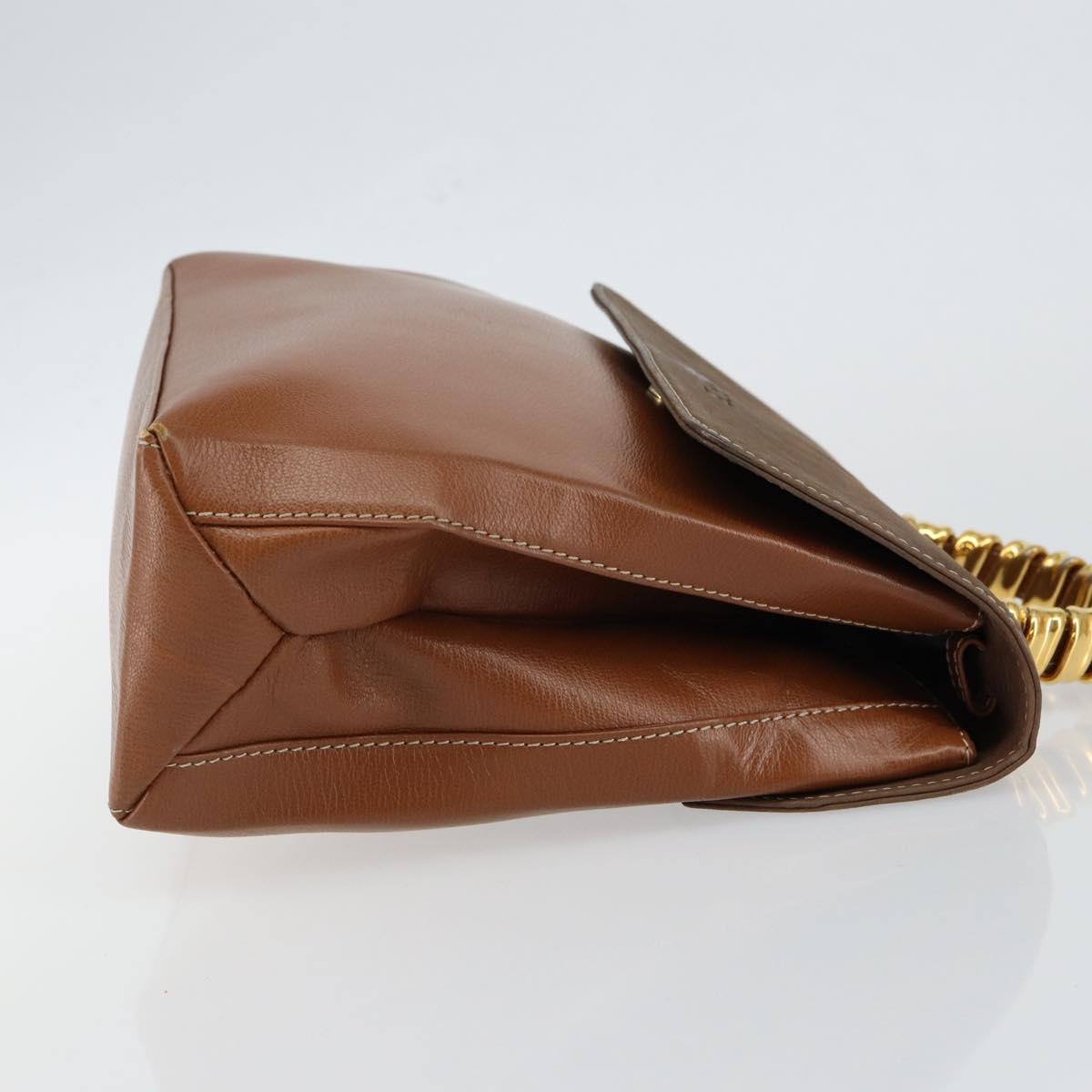 LOEWE Velazquez Hand Bag Suede Leather Brown Gold Auth ep11077