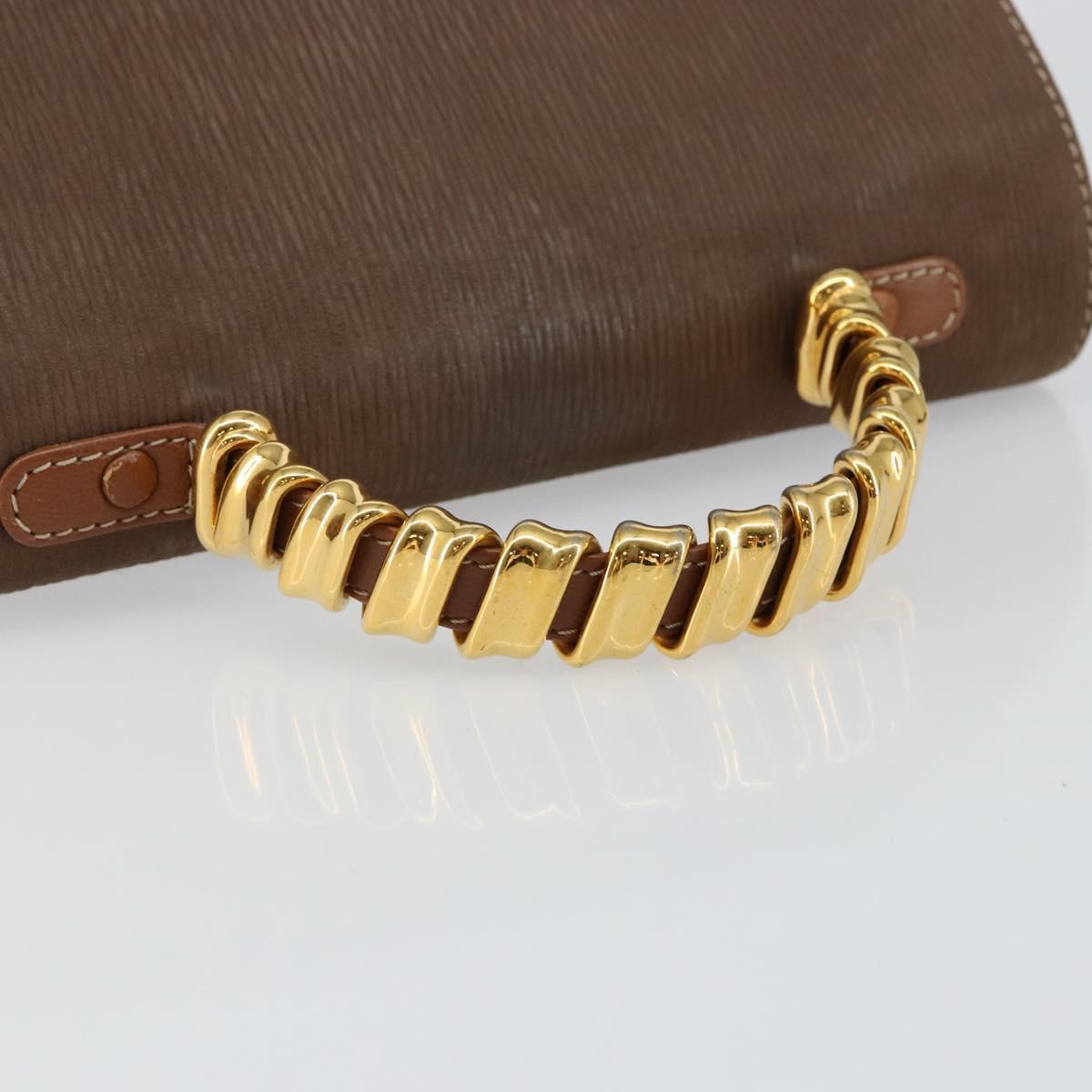 LOEWE Velazquez Hand Bag Suede Leather Brown Gold Auth ep11077