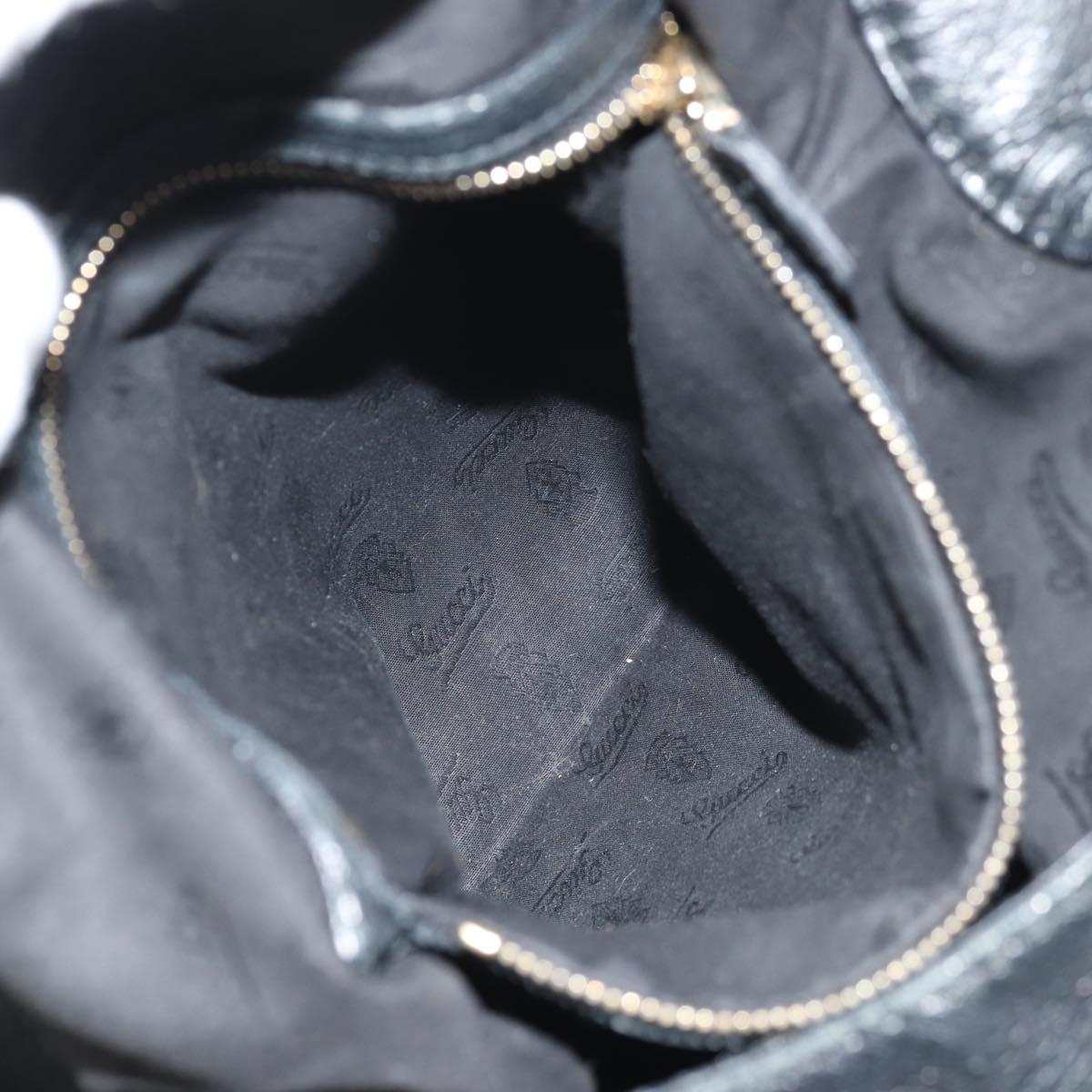 GUCCI New Jackie Bamboo Shoulder Bag Leather Black Auth ep11081