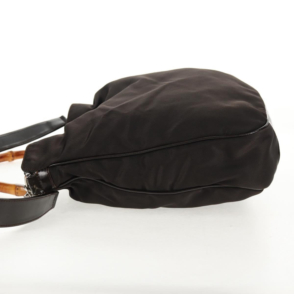 GUCCI Bamboo Hand Bag Nylon 2way Brown Auth ep11084