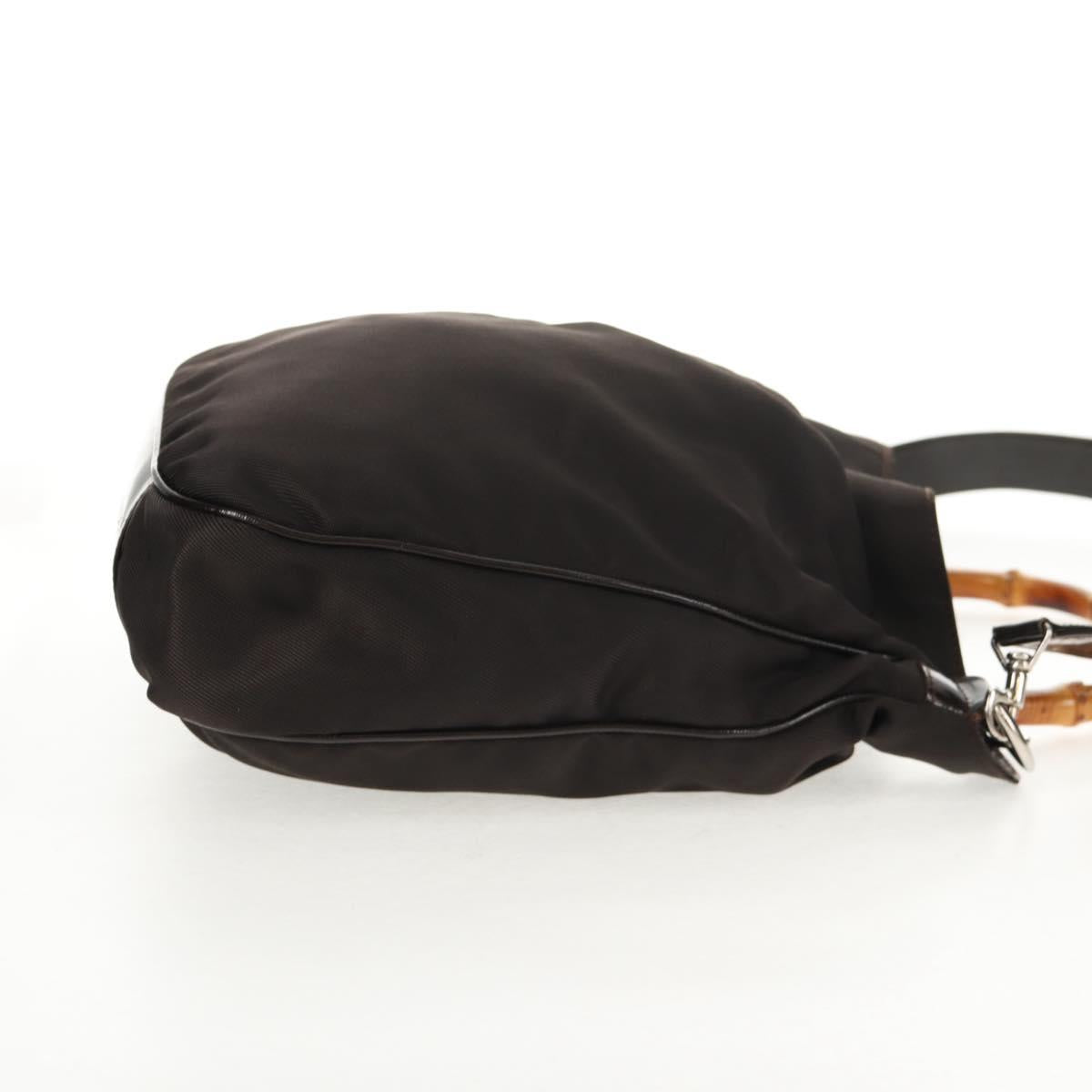 GUCCI Bamboo Hand Bag Nylon 2way Brown Auth ep11084